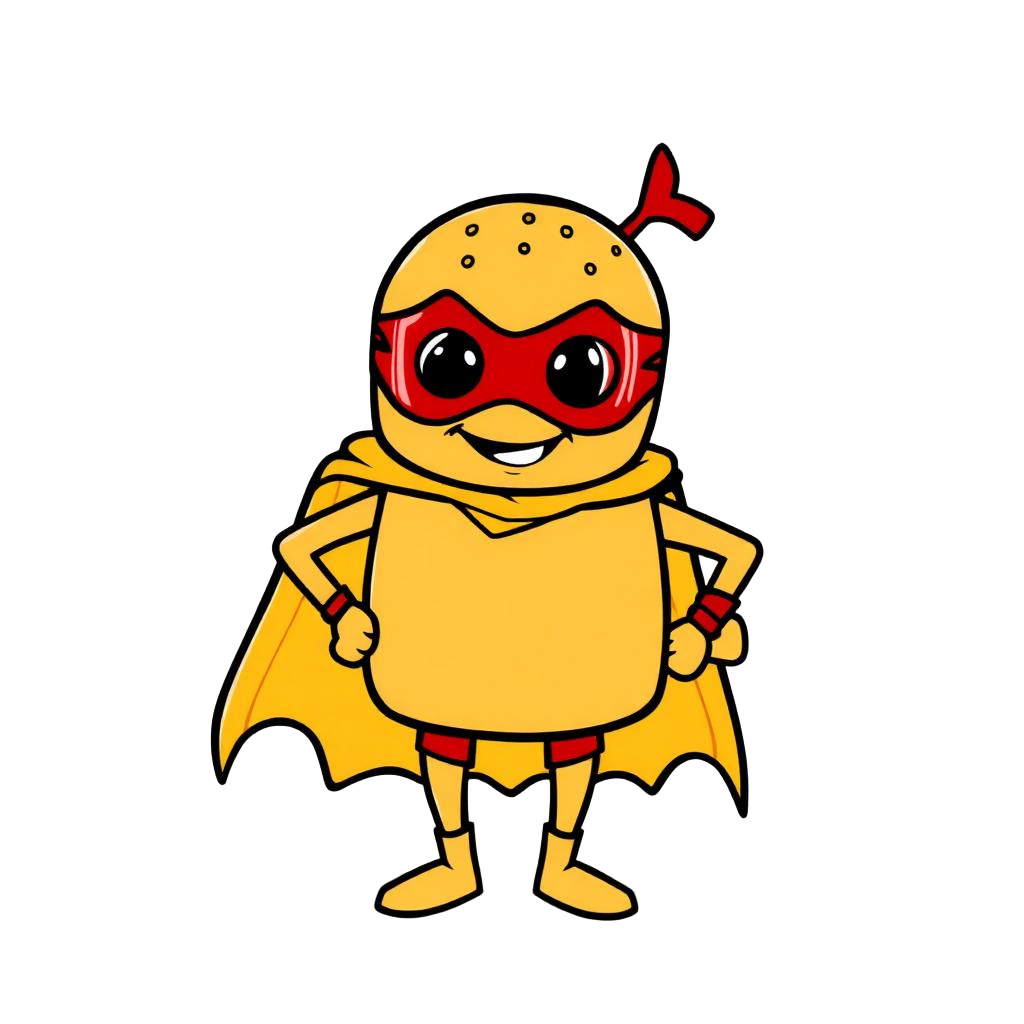Comics Burger superhero mascot